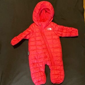Pink snowsuit for baby, 0-3 months